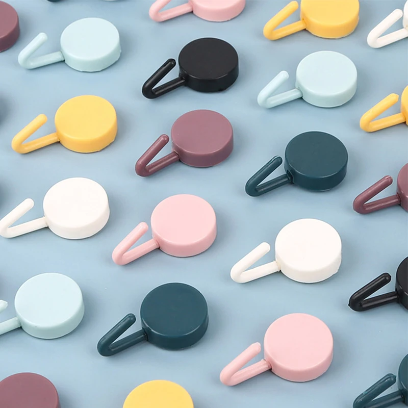 

10PCS Self Adhesive Wall Hook Strong Without Drilling Coat Bag Bathroom Door Kitchen Towel Hanger Hooks Home Storage Accessories