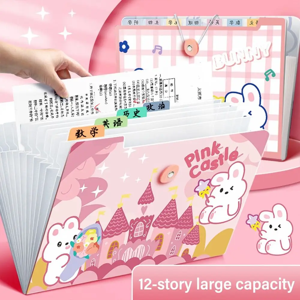 

Waterproof A4 File Folder Cartoon 8/13 Pockets PP Test Paper Storage Folder Large Capacity Document Bag