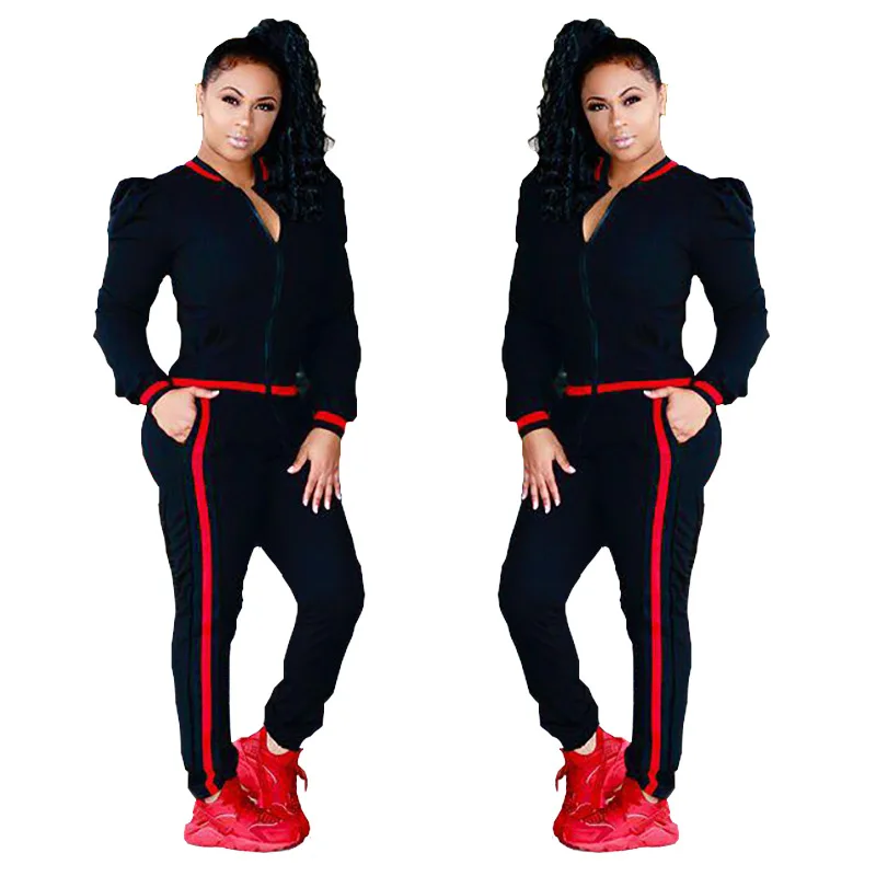 

Trendy Stripe Pants Two Piece Set Women Luxury Sweatsuit Runway Tracksuit 2 Pieces Set Sporty Suit Female Clothing Outfits 2022