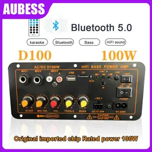 100w 220v 12v 24v Audio Amplifier D100 Digital 5.0 Amplifier Board Remote Control Dual Mic Amplifier Amplifiers