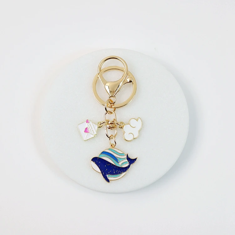 

Cartoon Whale Key Chain DIY Handmade Combination Rainbow and Clouds Pendant Keyring Girl Cute Bag Jewelry Accessory