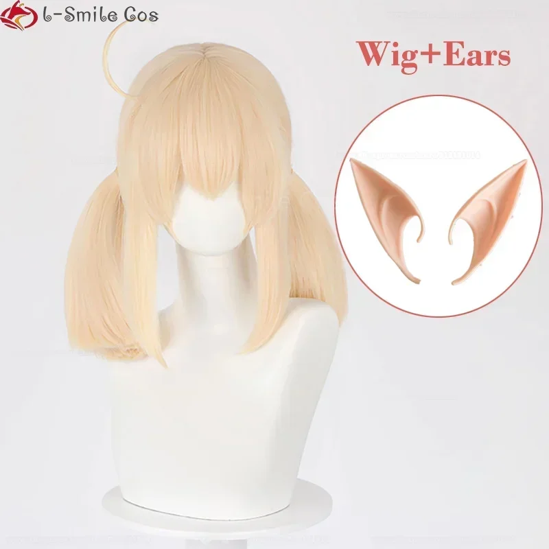 Игра Genshin Impact Wig Klee Косплей Парик Льняной Золотой Двойной Хвост Парики