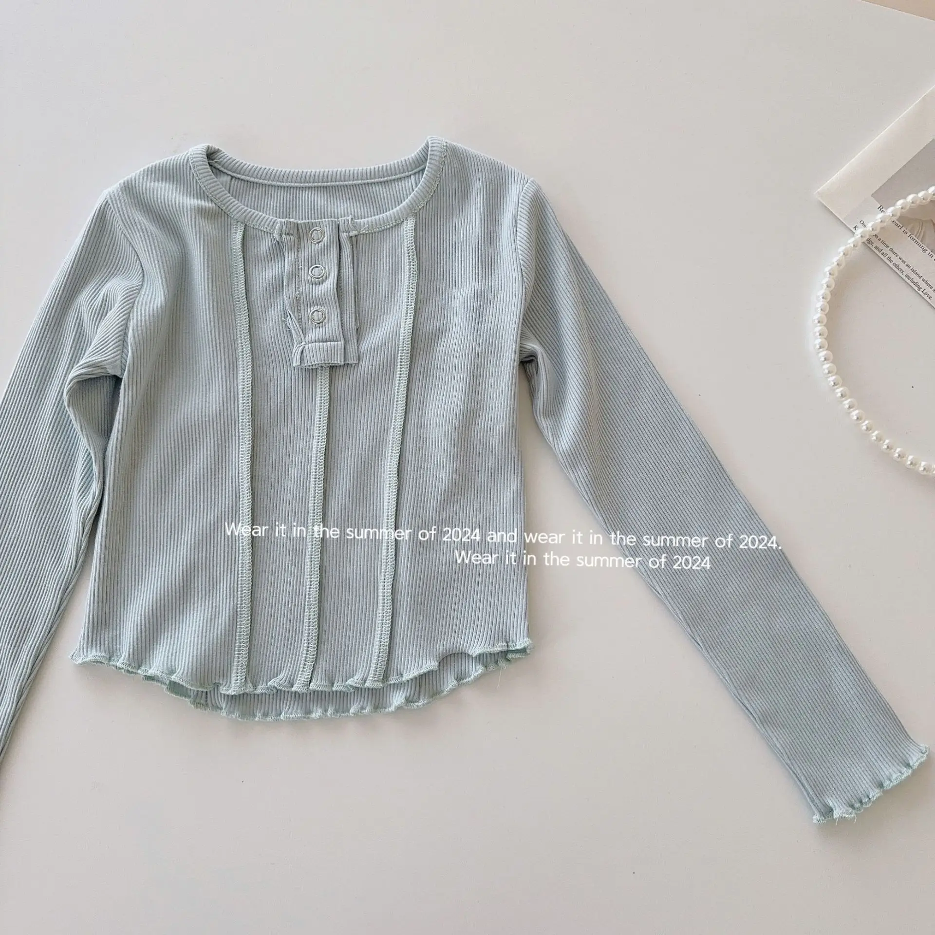 Рубашка для девочек топ футболка с принтом специй осень 2024 новая детская одежда