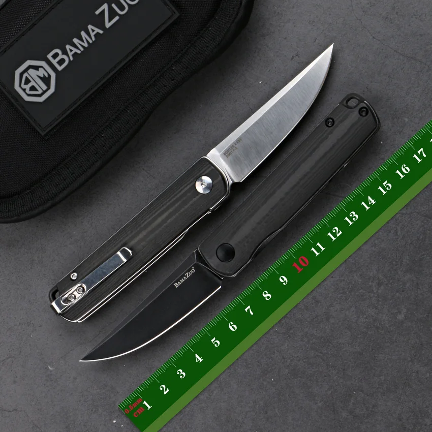 BAMAZUO BM001 Mini Compact Front Flipper Folding Knife K110 Blade Steel Carbon Fiber Handle Outdoor Camping Hunting Tool