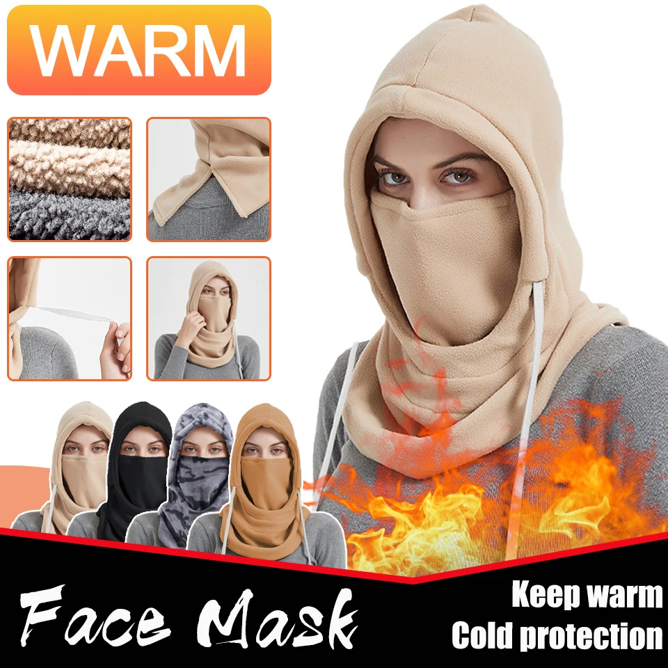 

Winter Warmth Balaclava Fleece Thicken Hood Unisex Outdoor Riding Skiing Thermal Headcover Windproof Coldproof Scarf Face Mask