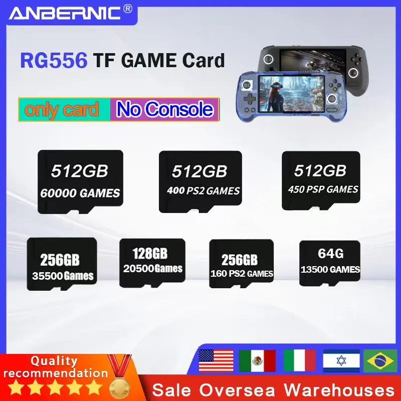 Портативная игровая консоль PS2 ANBERNIC RG556 карточка памяти для 61000 игр PSP 512G 256G