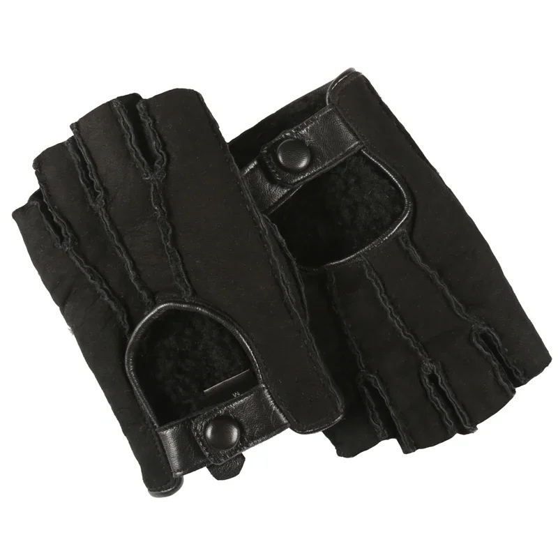 GOURS зимние перчатки из натуральной кожи женские черные овчины без пальцев модные