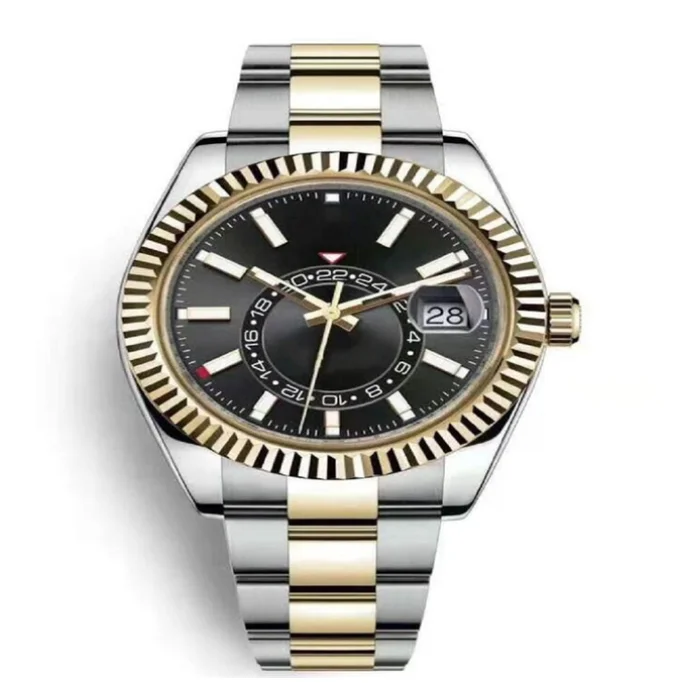 

Тюль Tangan Pria Jam Tangan Pria Tahan Air двойная зона Mewah 904L Baja Tahan 585 Jam Tangan Pria Pergerakan Sapu mekan