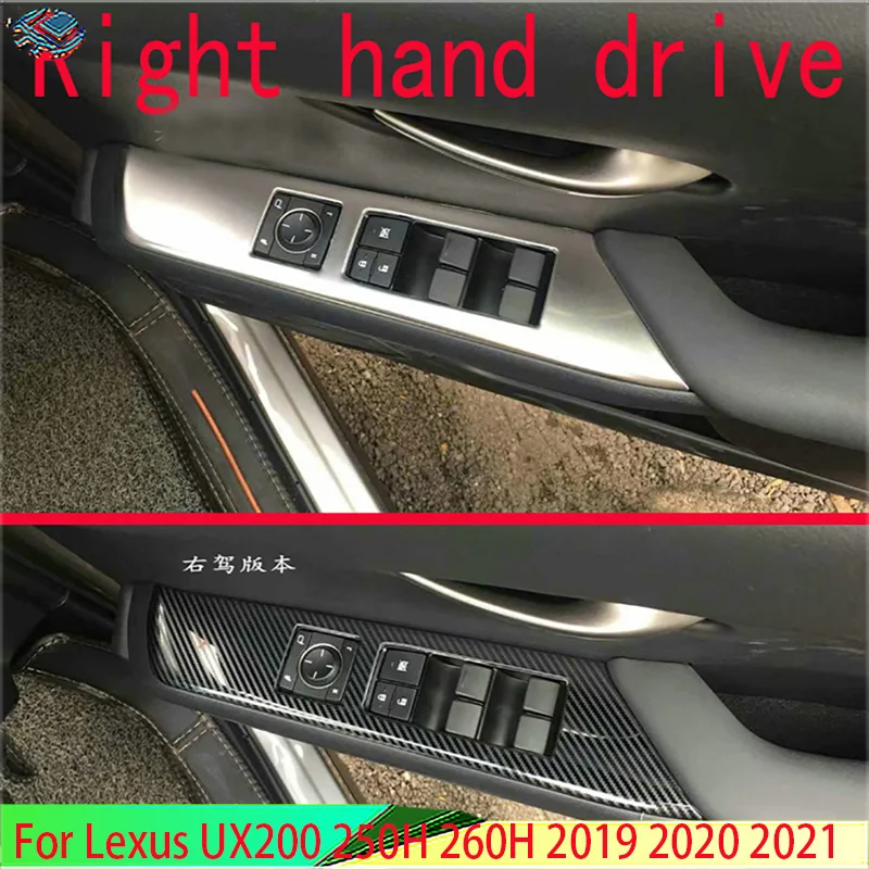 

Right Hand Drive For Lexus UX200 250H 260H 2019-2021 Stainless Steel Door Window Armrest Cover Switch Panel Trim Molding Garnish