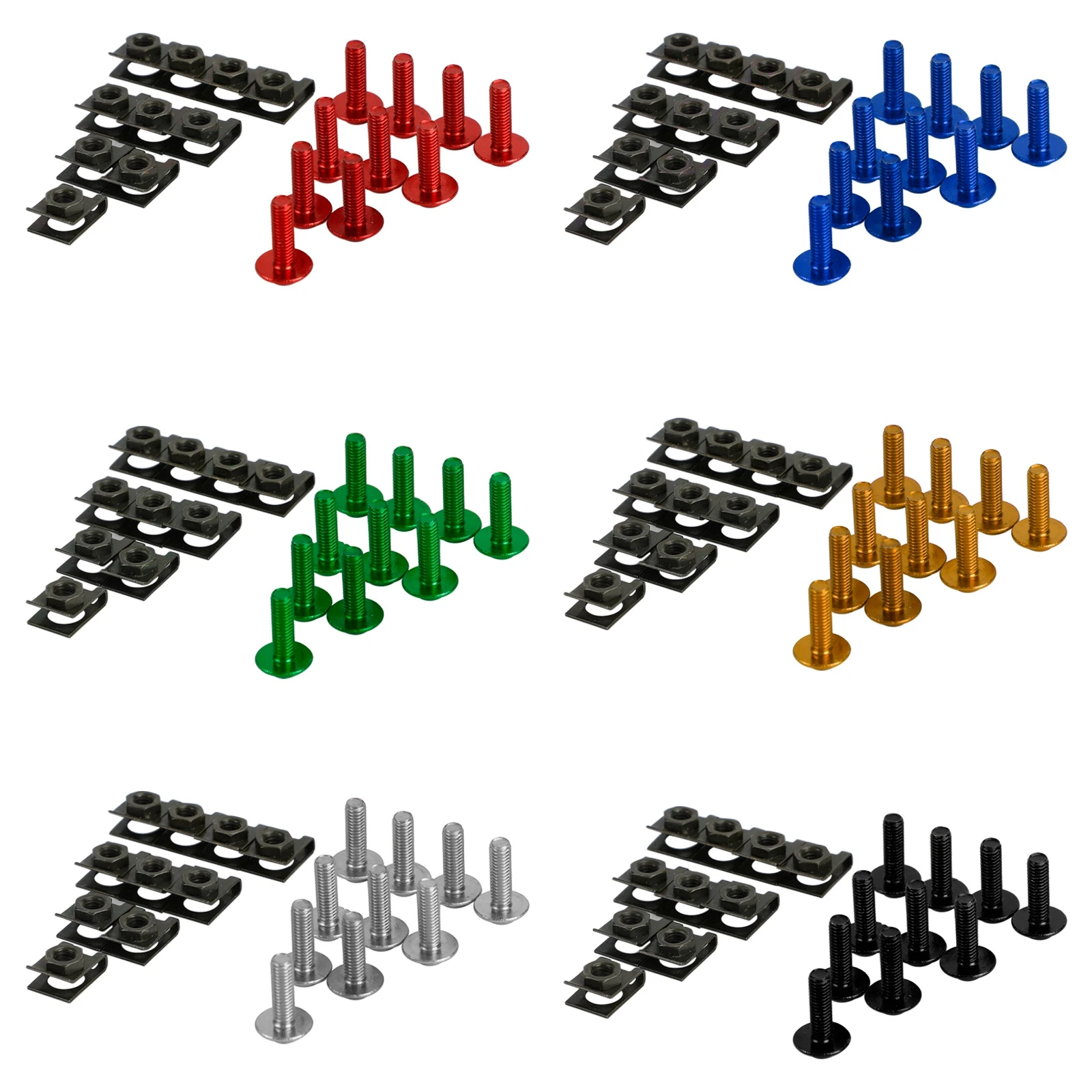 

Areyourshop Motorcycle Aluminum Fairing Screen M6x20mm Screw Bolts Clips kit QTY 10 motor parts