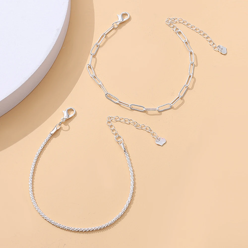 

Trendy Wrap Bracelets For Women Girl Shiny Silver Double-layer Chain Link Bracelets Ladies Jewelry Accessories Festive Gift