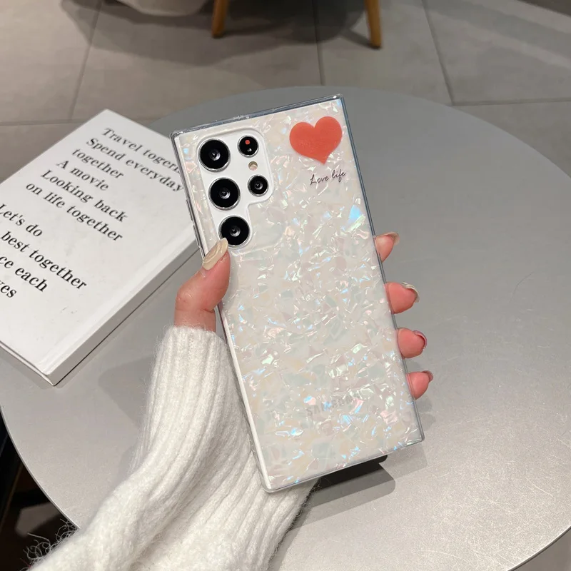 

Fashion Love Heart Glitter Shell Pattern Cover Samsung Galaxy S23plus S 21 22 20 S10 S23 21 S22 Plus Ultra note20U S22 10P case