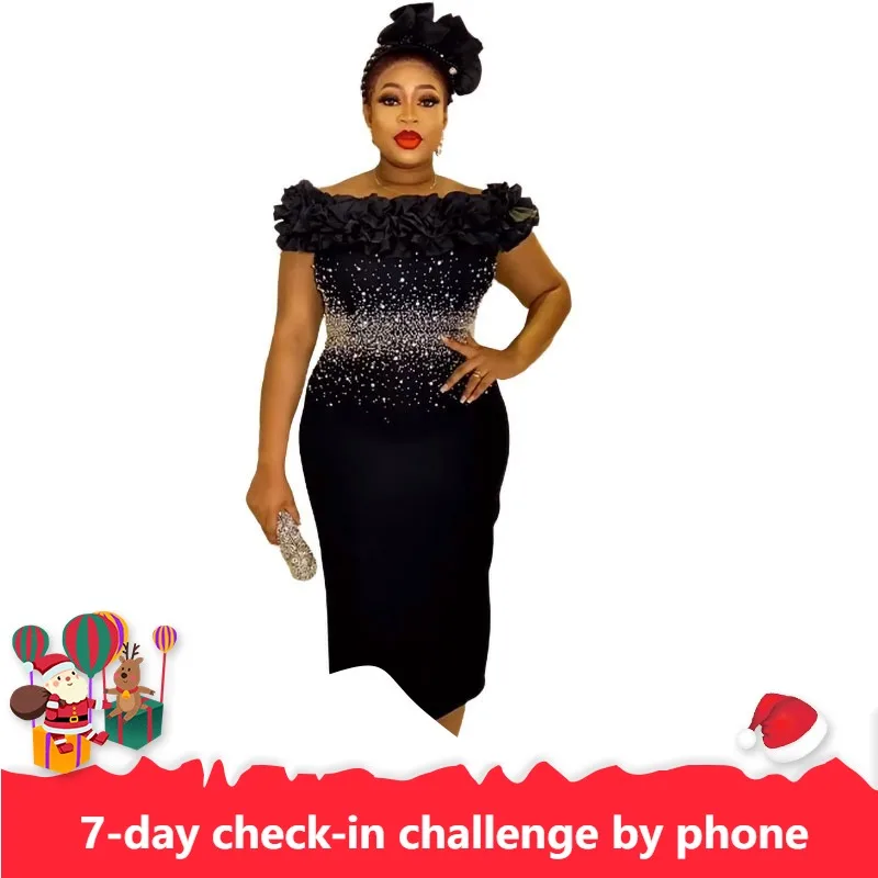 

Elegant African Dresses for Women Off Shoulder Africa Clothing Plus Size Wedding Party Long Dress Dashiki Ankara Outfits Robe