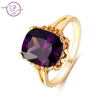 large rectangular 1012mm amethyst fashion gold ring noble purple stone ring for women engagement wedding party jewelry gift
