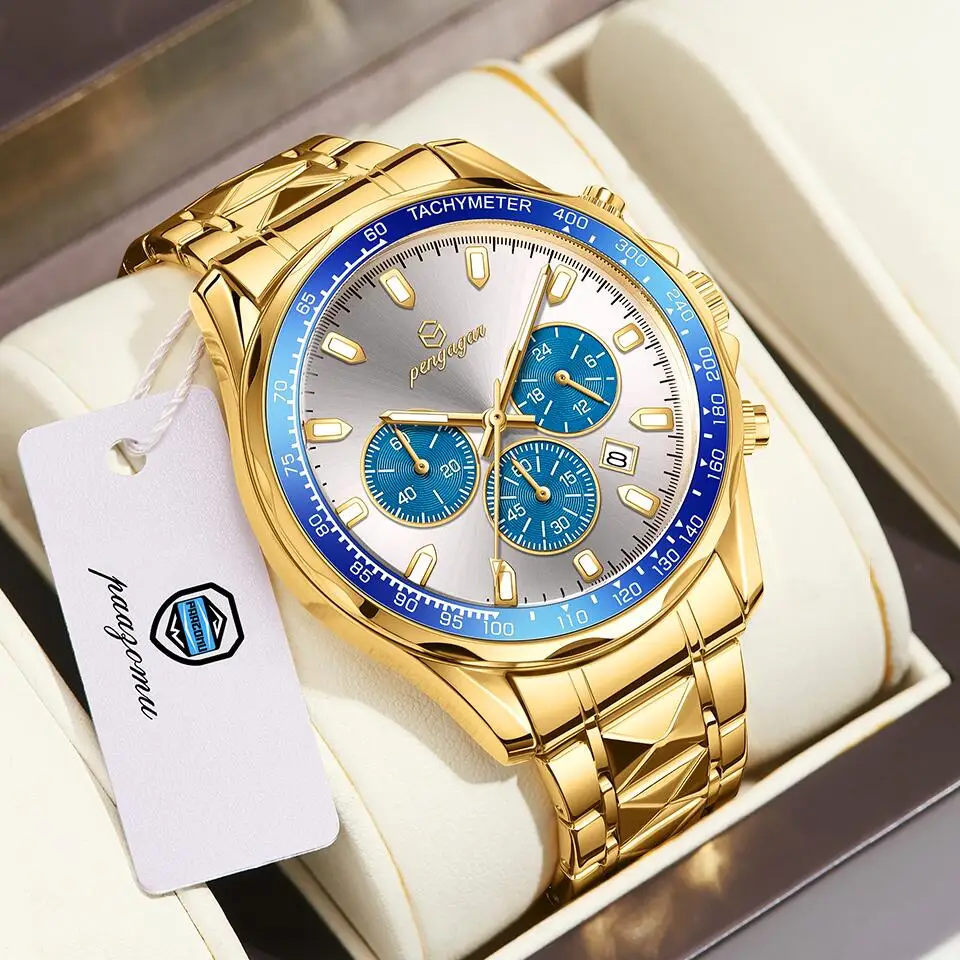 Часы мужские Кварцевые водонепроницаемые из нержавеющей стали с отображением