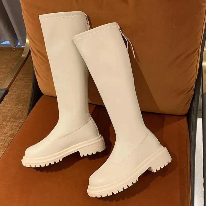 

2022 Winter Long Brand Women's Boots Knee High Luxury Chelsea Chunky Platform Shoes Ytmtloy Zipper Round Toe Botines De Mujer