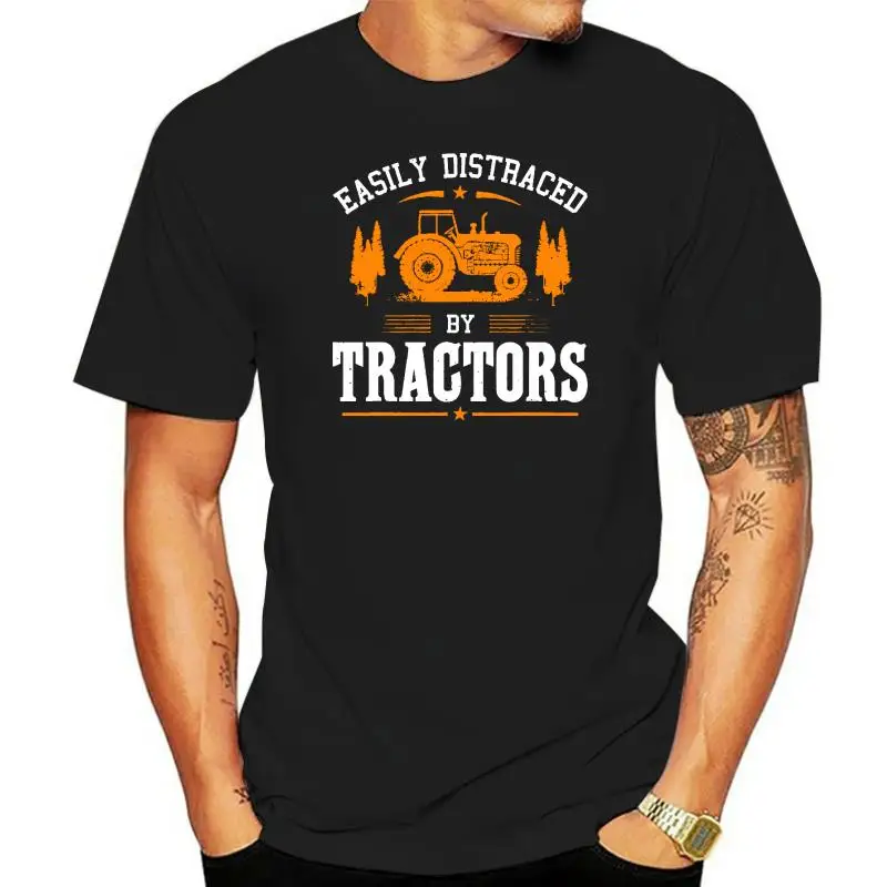 

Funny Farming Tractor Lover Easily Distraced By Tractors T-Shirt T Shirt Prevalent Fitness Cotton Young T Shirt Normal