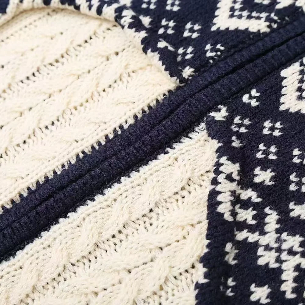 Женское жаккардовое вязаное пальто с восемью штанинами топ на молнии