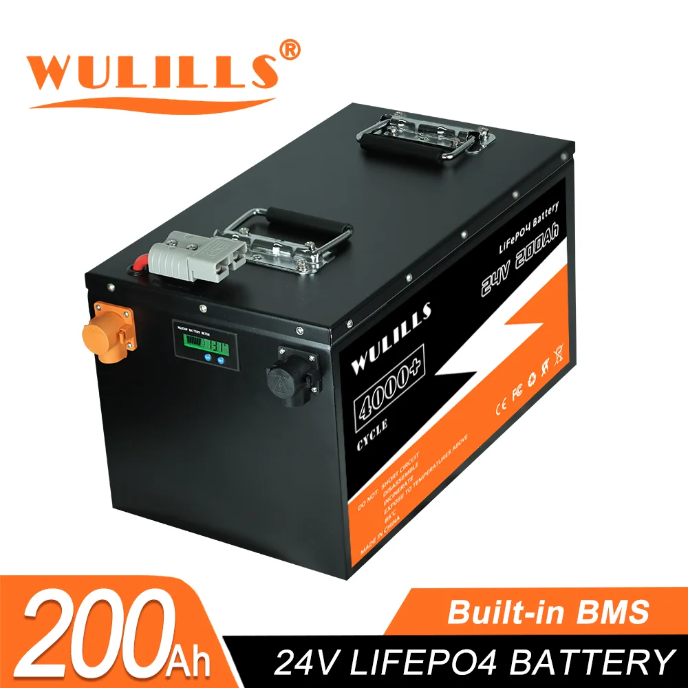 New Grade A 24V 100Ah 200Ah LiFePo4 Battery Pack Lithium Iron Phosphate Batteries Built-in 8S200A BMS 48V For Solar Boat No Tax