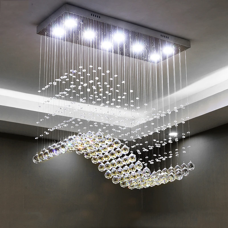 Lámpara de cristal rectangular para comedor, luz pequeña de individualidad, Mostrador de Bar moderno para iluminación de restaurante y hogar