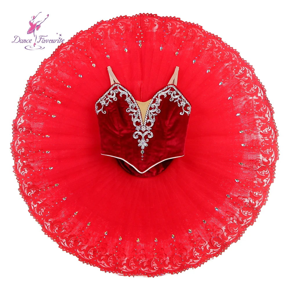 Балетная пачка B24051 для танцев профессиональная красная бархатная балетная на