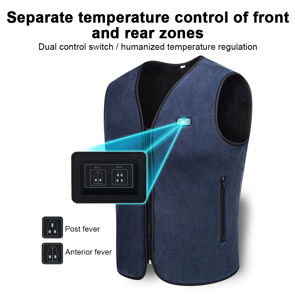 

Men Women Warm Thermal Electric Heated Vest Pain Relief Adults Intelligent Temperature Adjustable 3 Modes USB Rechargeable Soft