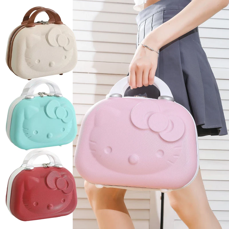 

14Inch Hello Kittys Luggage Suitcase Anime Sanrios Melody Cosmetic Case Kawaii Girl Travel Clothes Storage Portable Password Box