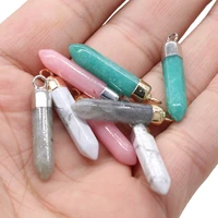natural stone amazonite turquoise cylindrical pendant for jewelry making diy necklace earring accessories charm gift party30x5mm