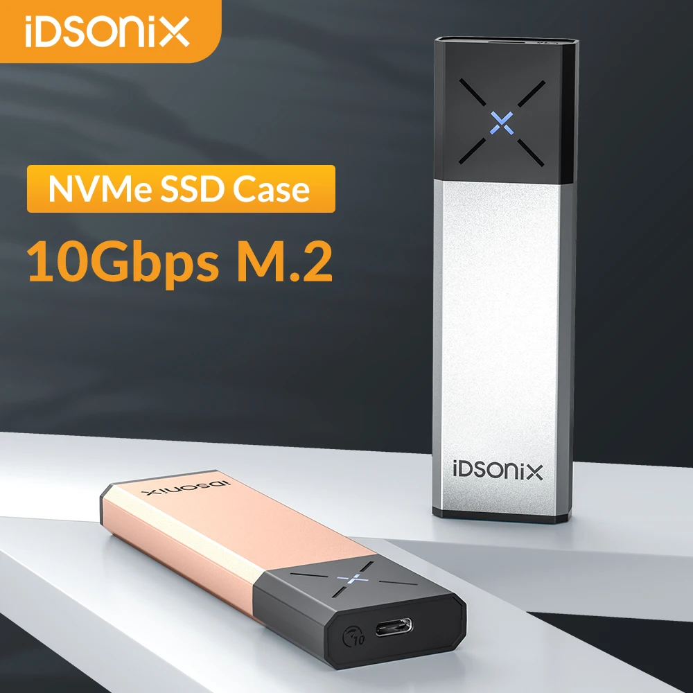 

iDsonix M.2 NVMe SATA SSD Enclosure Dual Protocol Hard Drive Case USB3.2 10Gbps High Speed Type C External SSD Cover for Laptop