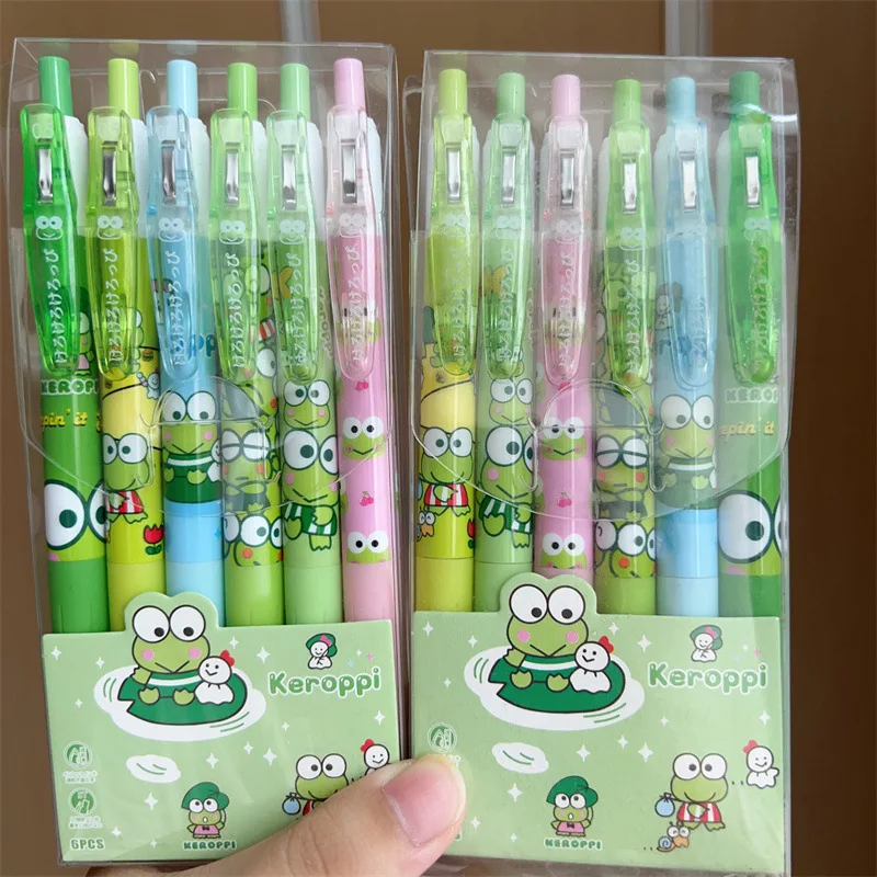 

6Pcs Sanrio Kero Kero Keroppi Neutral Pen Kawaii Anime Cute Student School Supplies Examination Operation Stationery Toys Gifts