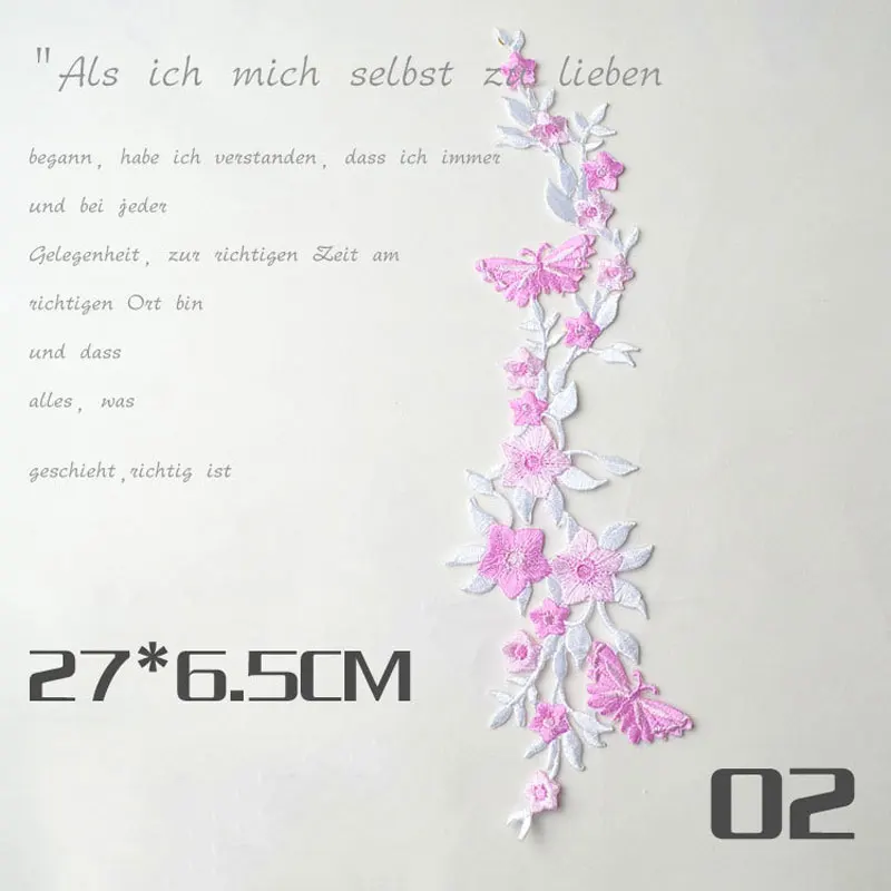 1 шт. длинный цветочный цветок Белый Розовый Синий Аппликация одежда вышивка