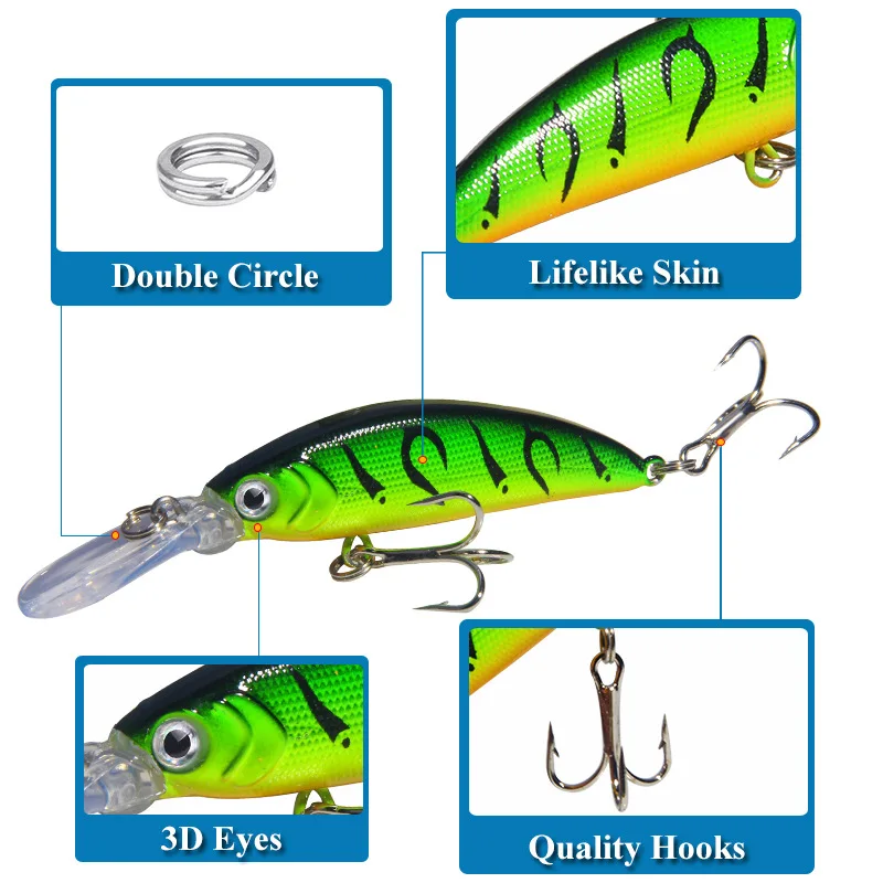 Фото Рыболовная Приманка Minnow, 70 мм, 6 г, искусственный воблер, джиг-приманка, кренкбейт для карпа, полосатая приманка для ловли окуня, рыболовная снасть, свимбейт №3