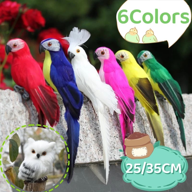 

25cm/35cm Parrot Macaw Window Gardening Decoration Feather Simulation Bird Foam Home Decoration Art Fake Bird 2023