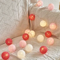 2023 new year decoration 20led cotton ball string light battery usb operated christmas garland fairy lights for bedroom wedding