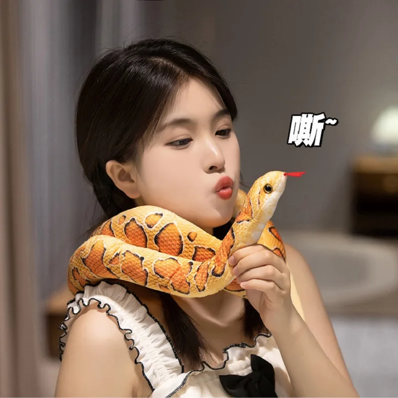 Настоящая живая кукла-змея плюшевая игрушка китайский год змеи талисман черный