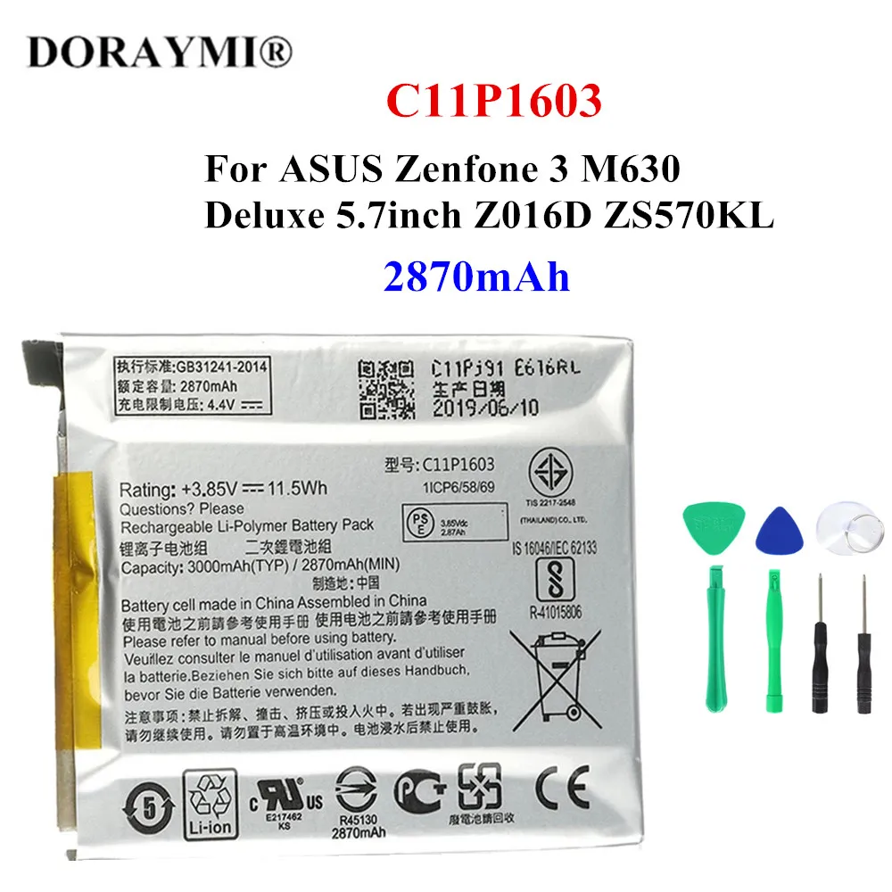 

2870mAh Original C11P1603 Replacement Battery For ASUS Zenfone 3 Zenfone3 M630 Deluxe 5.7'' Z016D ZS570KL Phone Batteries