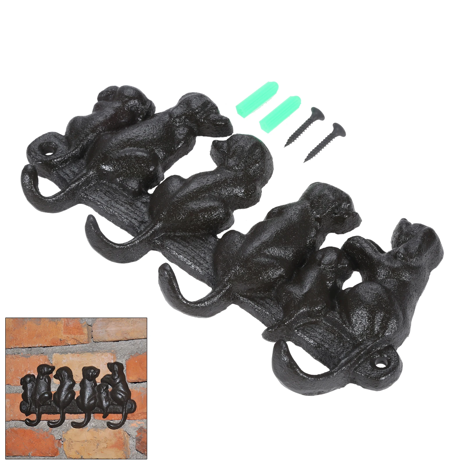 

Чугунная настенная вешалка с 4 крючками для ключей и 4 крючками