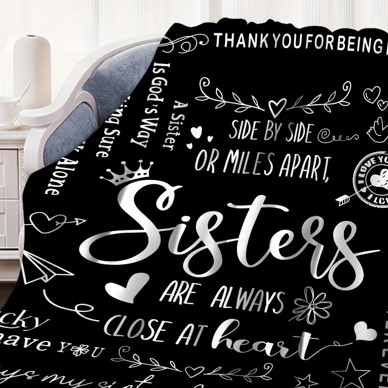 1 шт. мягкое и уютное фланелевое одеяло с принтом слогана — теплое покрывало для