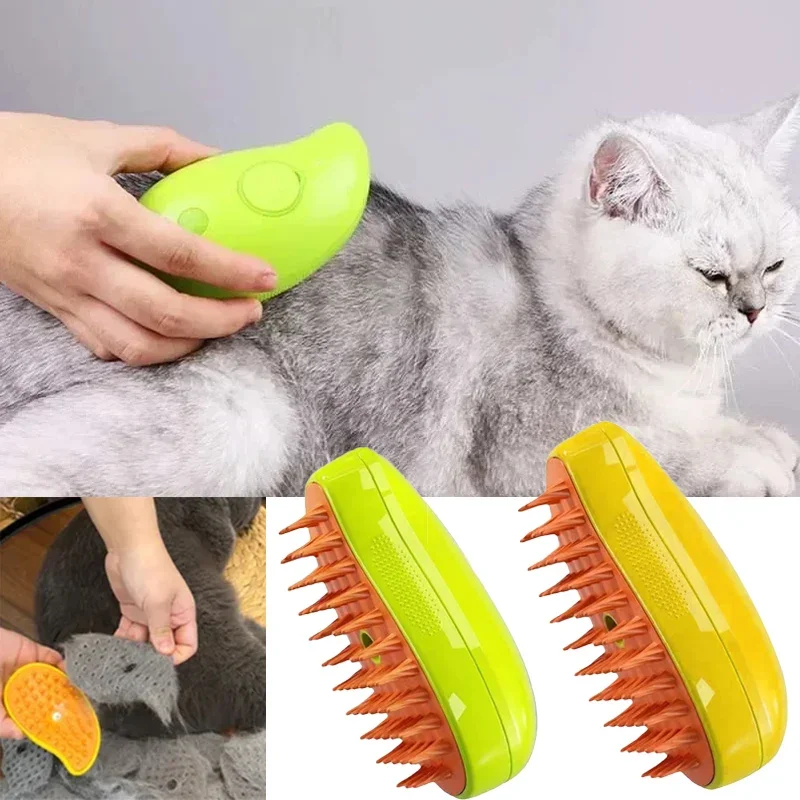

New Cat Dog Grooming Comb Electric Spray Water Spray Kitten Pet Comb Soft Silicone Depilation Cats Bath Brush Grooming Supplies
