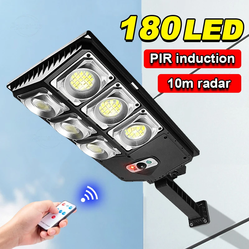 

8000LM 180LEDs Solar LED Light Outdoor 3 Modes IP65 Waterproof Solar Lamp Motion Sensor With Remote Control Garden Street Lamp