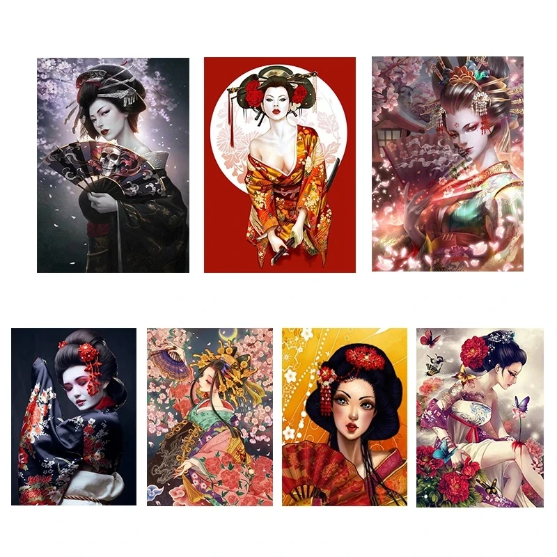 

Wall Japanese Geisha Art Beauty Home Decoration Canvas Paintings Kimono Woman Pictures HD Prints Modular Poster For Living Room