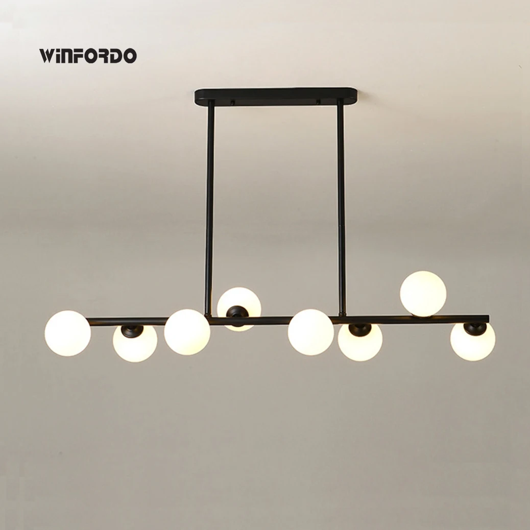 Продажа 2022, горизонтальная стеклянная Подвесная лампа для столовой, освещение