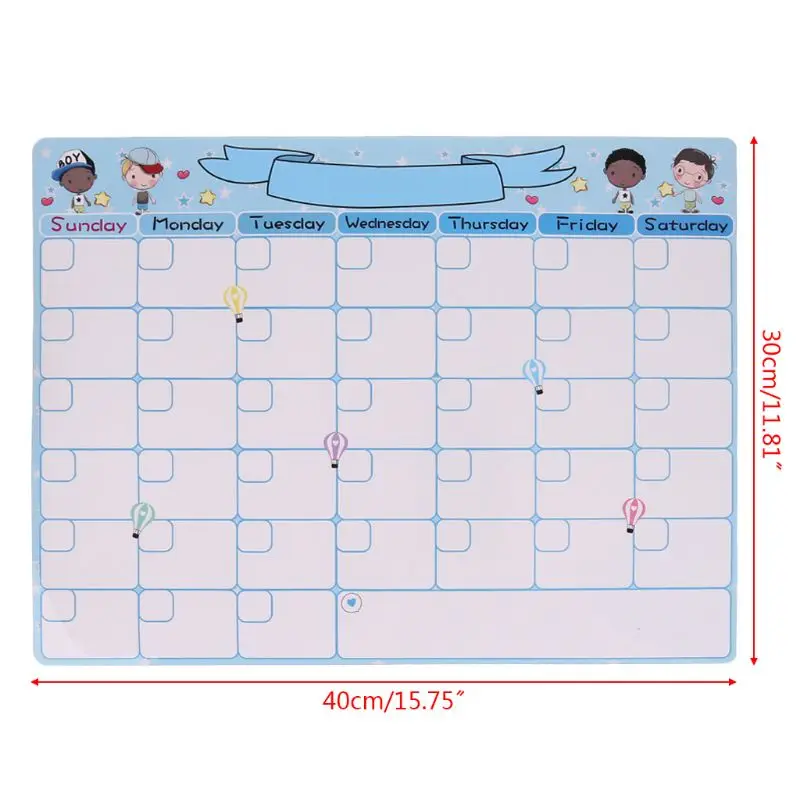 Cute Monthly Planner Magnetic Whiteboard Fridge Magnets Drawing Message Board Remind Memo Pad Drop Shipping images - 6