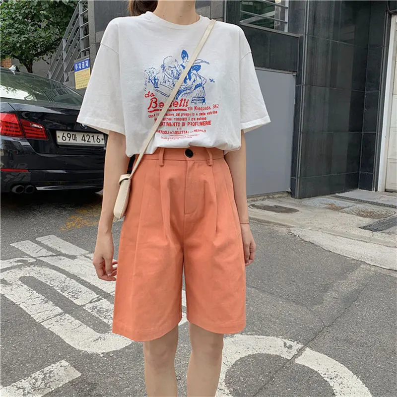 Summer Casual Wide Leg Shorts for Women Korea High Waist Black Shorts Oversize Loose Button Solid Classic Shorts Plus Size 4XL