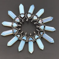 fashion natural stone trend opal pendants hexagonal column necklace hexagon female crystal gift jewelry making free shipping