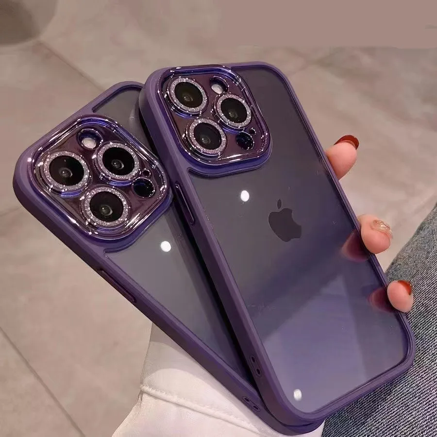 

Блестящий чехол для iphone 14 pro, роскошный защитный чехол с отверстием для логотипа, прозрачный новый дизайн, блестящий чехол