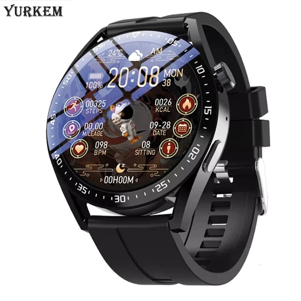 

Смарт-часы YurKem, мужские, NFC, HD, 1,39 дюйма, Bluetooth, голосовой помощник, спортивные, с беспроводной зарядкой, женские Смарт-часы PK GTR 3 GTS2