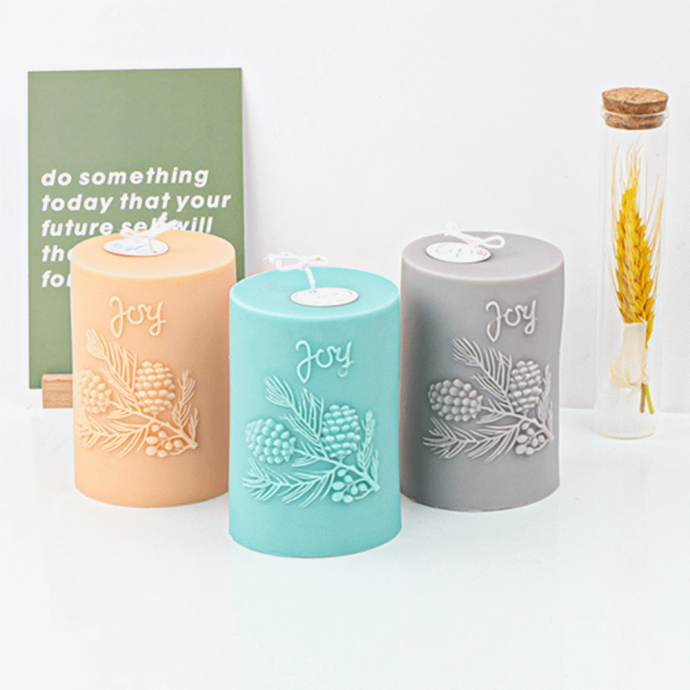 

INS Relief Pine Cone Cylinder Candle Mould DIY Window Flower Relief Column Candle Mould Molded Silicone Gypsum Fondant