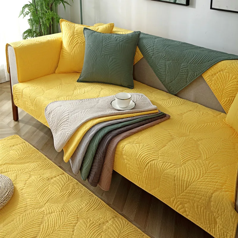 

Cotton Sofa Cover Living Room Solid Color Slipcover Dirt-proof Protect Pet Dog Cushion Towel