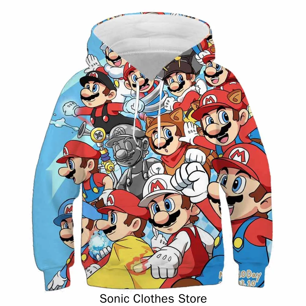 Fashion Game Mario bros Hoodies Kids 3d Printed Sweatshirt Long Sleeve Clothes for Teens Boys Girls 3-14years Child Pullover images - 6